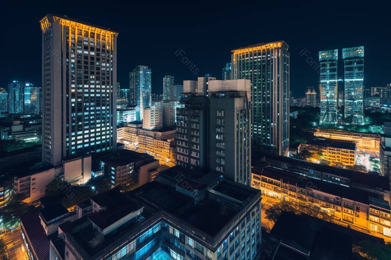 实拍蓝色城市夜景灯火通明美景摄影背景,高清,摄影图,摄影图片,图片大全,摄影图免费下载